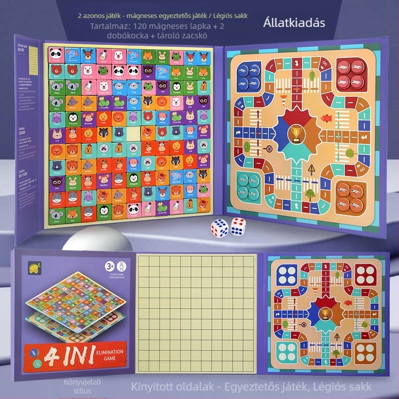 Fából készült két az egyben memória- és repülő sakk játék gyerekeknek, 4–6 évesek, blisteres csomagolás, Zhejiang eredetű