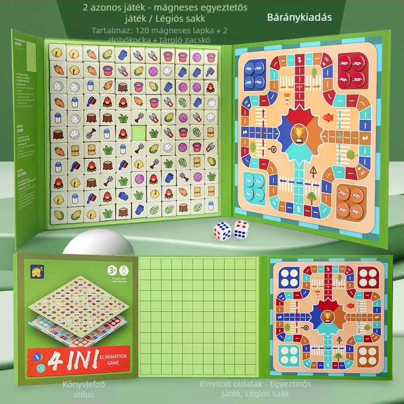 Fából készült két az egyben memória- és repülő sakk játék gyerekeknek, 4–6 évesek, blisteres csomagolás, Zhejiang eredetű