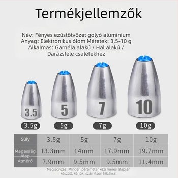 Golyós súly Carolina Rig-hez, üreges kialakítás műanyag maggal, hosszú dobás, akadás elleni védelem, szénacél