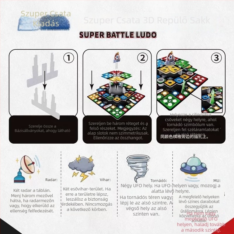 3D repülő sakk gyerekeknek - többfunkciós oktató családi társasjáték papíralapú játékelemekkel