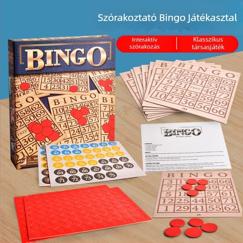 Oktató gyerekeknek szánt asztali játék: sakk, dáma és bingó, interaktív családi játék; anyag: műanyag/papír; korosztály: 7–14 év; csomagolás: színes doboz