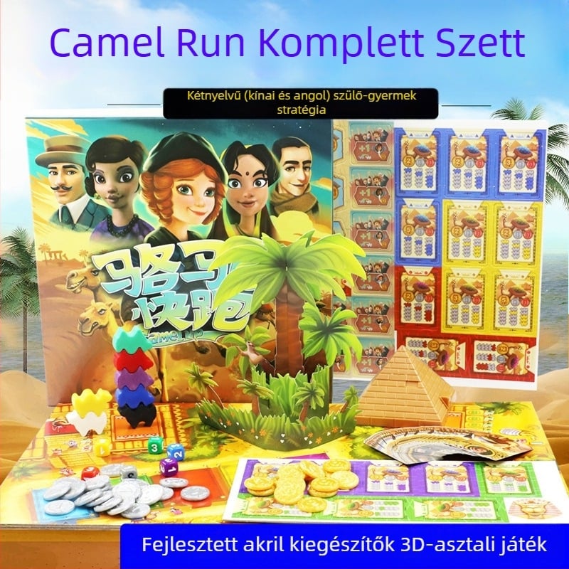 Kaméla verseny társasjáték - Hengxi, papír kártyák, családi fejtörő, 14 éves kortól