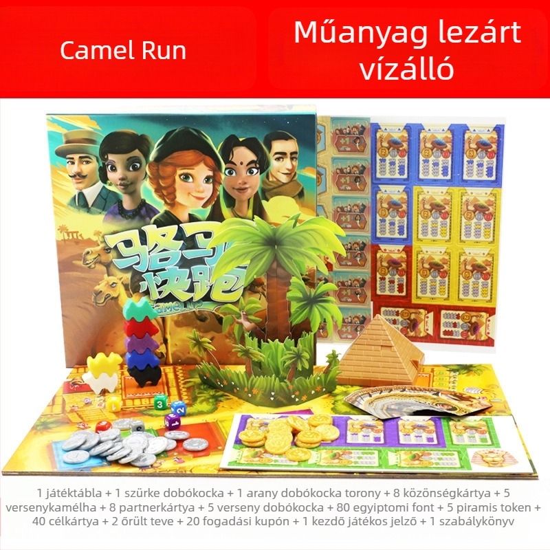 Kaméla verseny társasjáték - Hengxi, papír kártyák, családi fejtörő, 14 éves kortól