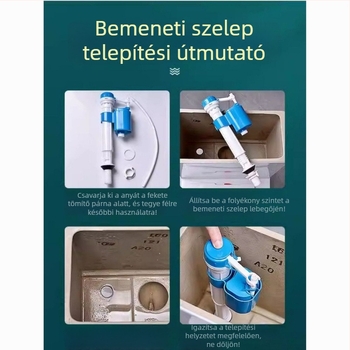 WC tartály kiegészítők - Vízszelep, Öblítő gomb, Univerzális kompatibilitás, Bliszter csomagolás, Telepítési szolgáltatás