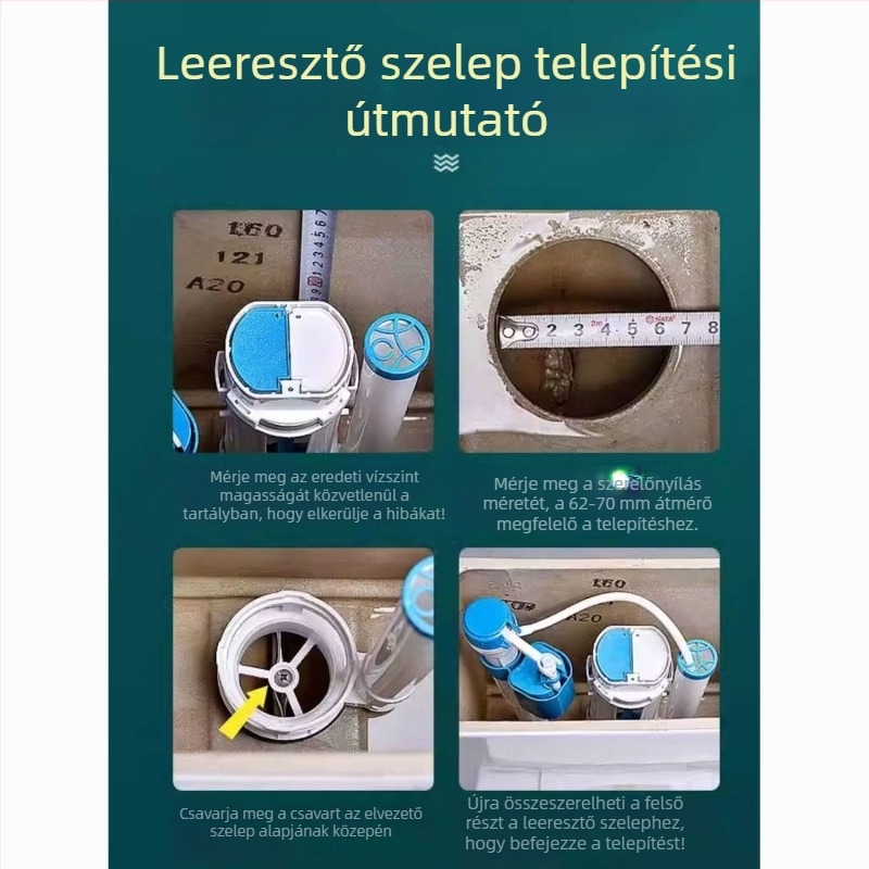 WC tartály kiegészítők - Vízszelep, Öblítő gomb, Univerzális kompatibilitás, Bliszter csomagolás, Telepítési szolgáltatás