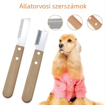Kutyák ápolására szolgáló eszköz fa markolat – szőrszál-eltávolító fésű / borotválókés könnyű szőrszál-eltávolításhoz és gyengéd formázáshoz, 240 darabos csomag