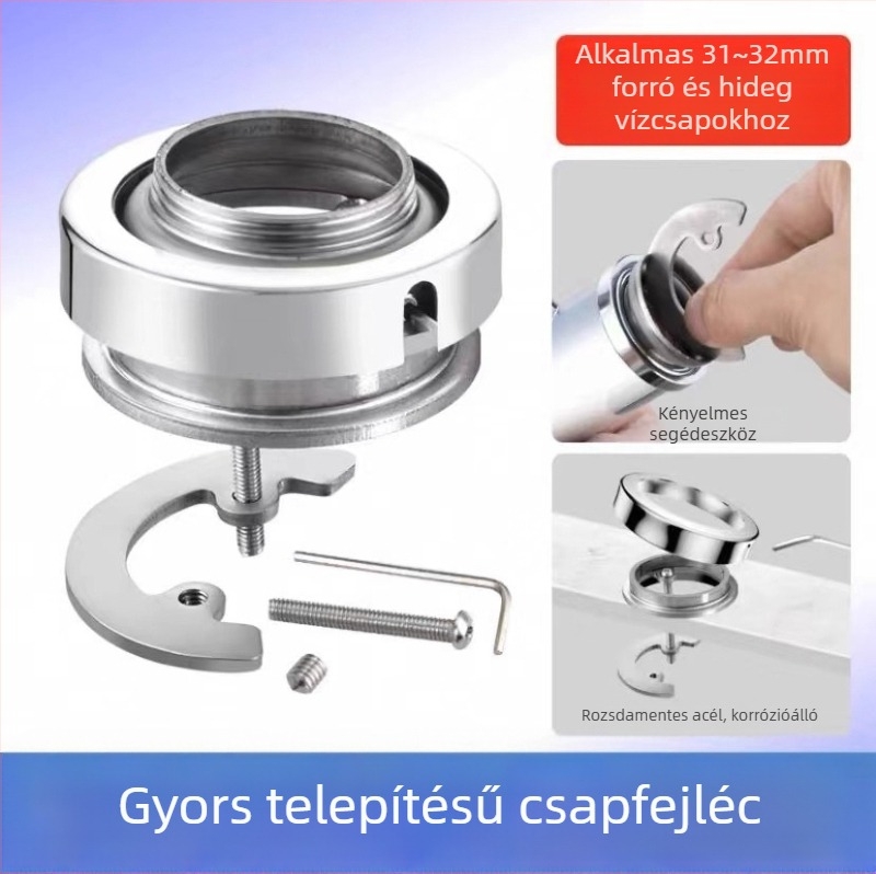 Rozsdamentes acélból készült mosogatócsap tartó, gyorsan szerelhető anti-loosening anyával, közvetlen használatra, modern minimalista stílus