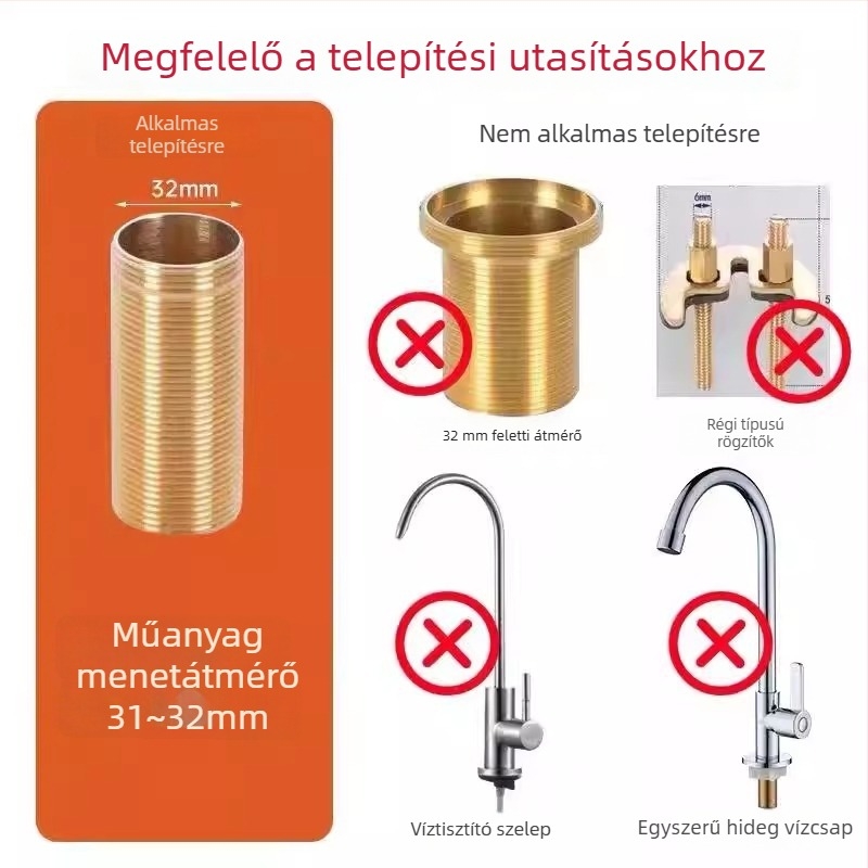 Rozsdamentes acélból készült mosogatócsap tartó, gyorsan szerelhető anti-loosening anyával, közvetlen használatra, modern minimalista stílus