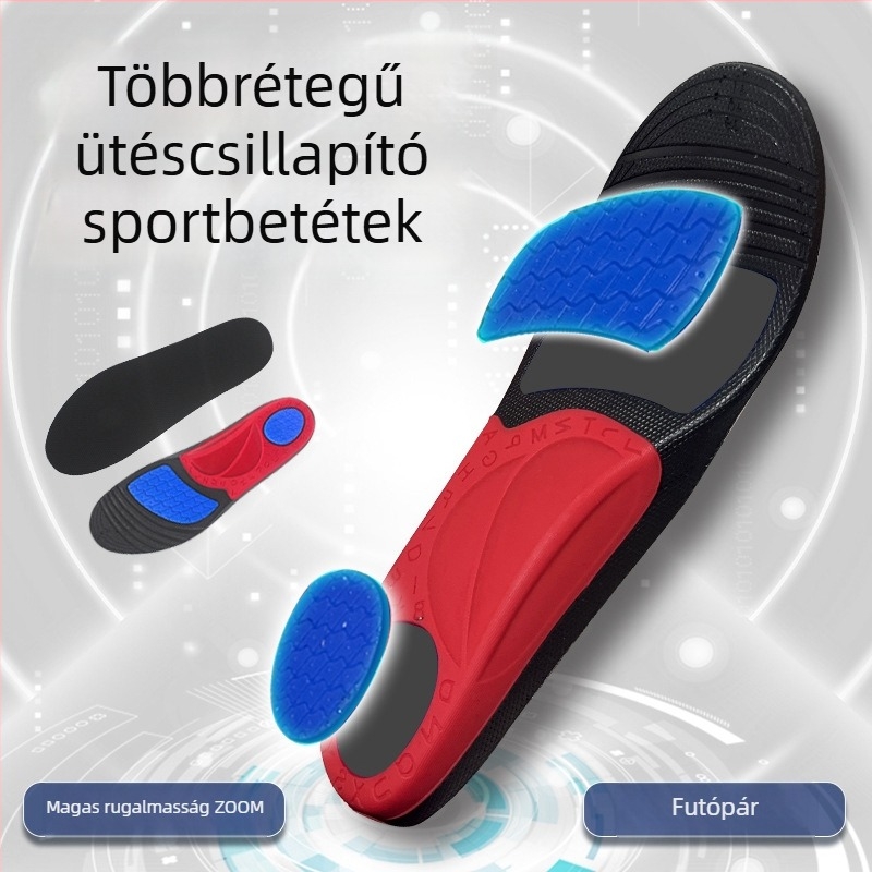 Unisex PU boltozat-támasztó talpbetét anti-torziós tulajdonságokkal, gél izzadságot elnyelő, magas rugalmasságú ütéscsillapítás, teljes talpbetét, ortopéd