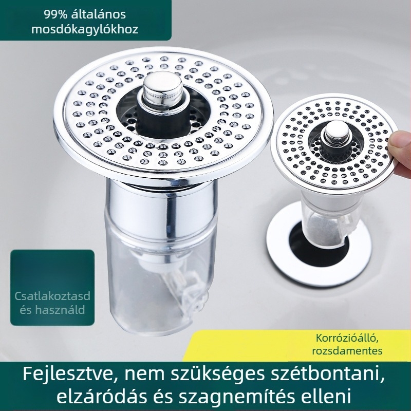 Pop-up mosdólefolyó dugó – ABS, nyomógombos működés, könnyed luxus stílus, Jidu