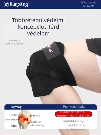 Runyang hárompántos térdvédő, lélegző merceris szövet és SBR nylon anyagból, kosárlabda, futás, badminton és hegymászás számára
