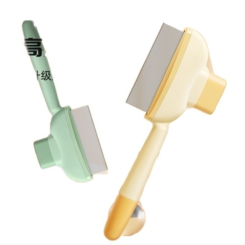 Macska- és kutyafélék részére készült fésű a szálak kioldására és a laza szőr eltávolítására, öntisztító fésű hosszú szőrű állatokhoz, masszázs és csomóoldás, anyag: ABS + acél tűk