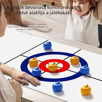 Asztali curling két játékos számára — interaktív játék Szülő-gyermek, fejlesztés szem-kéz koordináció, kor 7–14