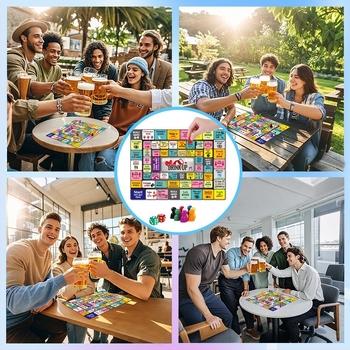 Párok közötti társasjáték - Monopoly-stílusú ivós játék (Anyag: természetes kaucsuk; Jellemzők: egyszerű párkapcsolati randizós játék; Alkalmazási helyszínek: közösség; Téma: felnőtt ismerkedés)