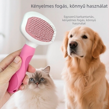 Állatgondozó fésű tű- és gyöngyös sörtékkel, szőrhullás eltávolító és csomóoldó fésű macskáknak és más háziállatoknak — ABS/TPR/rozsdamentes acél