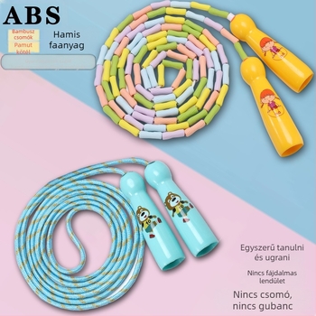 Gyermek ugrókötél – pamut kötélből és ABS markolatokkal, versenyekhez, 5–15 éveseknek, eredet: Kína.