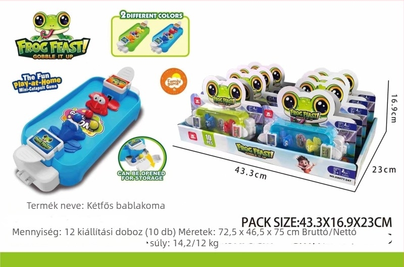 Asztali játék interaktív béka, amely gyöngyöket fog — többfős oktató játék 4–14 éveseknek, fejleszti a gondolkodást és a kéz-agy koordinációt