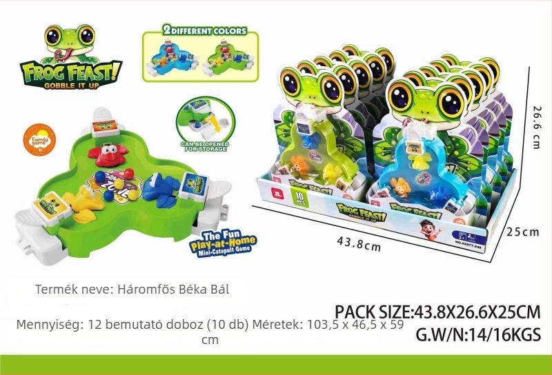 Asztali játék interaktív béka, amely gyöngyöket fog — többfős oktató játék 4–14 éveseknek, fejleszti a gondolkodást és a kéz-agy koordinációt