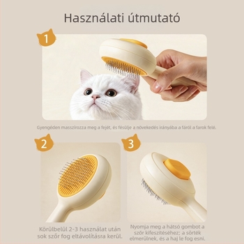 Macska- és kutyaápoló kefe a gubancok oldására és a szőr eltávolítására, kerek formájú kisállat-szőrkefe (Anyag: Műanyag; Termékkód: TQ-CW-093; Alkalmazható: Univerzális)