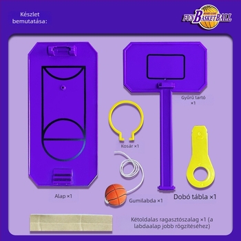 Asztali mini kosárlabda játék gyerekeknek — oktató, interaktív, stresszoldó; ABS anyag • One Happy World • beltéri használat • fejleszti a kéz-szem koordinációt