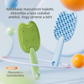 Macska- és kutyaápoló kefés masszírozó eszköz – szőrszálak eltávolítása, kettős használat, anyagok: szilikon/PP