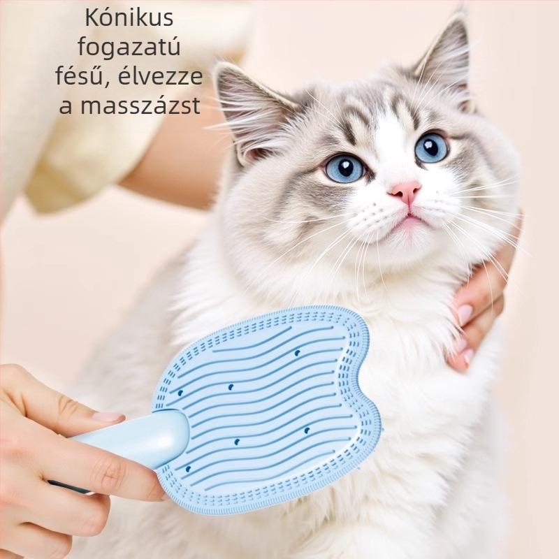 Macska- és kutyaápoló kefés masszírozó eszköz – szőrszálak eltávolítása, kettős használat, anyagok: szilikon/PP