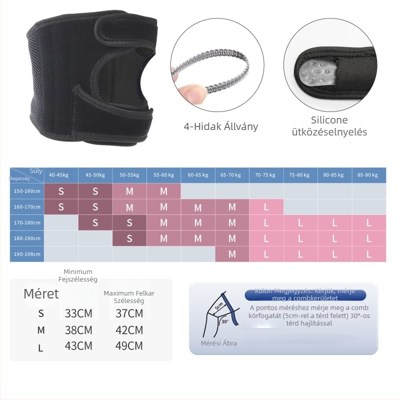 Patellás térdkötés kaucsukkal, szilikon párnázás, légáteresztő, felnőtteknek, futáshoz, kerékpározáshoz és túrázáshoz