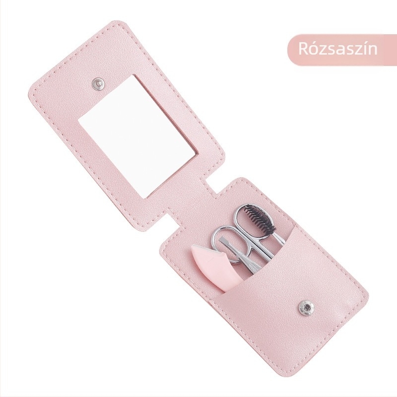 4 részes szemöldökvágó készlet: szemöldökvágó, sminkolló, szemöldökcsipesz — rozsdamentes acél és ABS