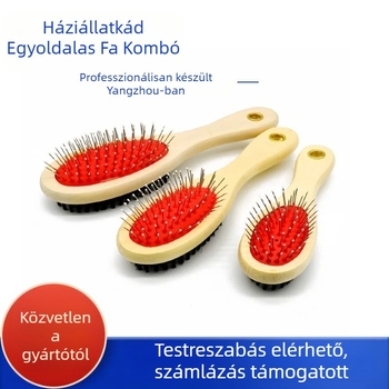 Kétoldalas fém ápoló fésű macskáknak és kutyáknak, masszázs funkcióval, laza szőr eltávolítása és a szőrzet simítása