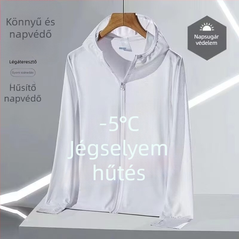 Kapucnis nyári napvédő hálós külső felső, 90% poliészter, cipzár, oldalsó zsebek