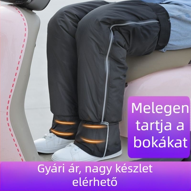 Elektronikus járművek térdvédői – téli modell szélvédett, vízálló, fagytűrő és meleg; vastagított kivitel; kerékpározás, kiszállítás és motorozás céljára; felnőttek, 2025 tavasza