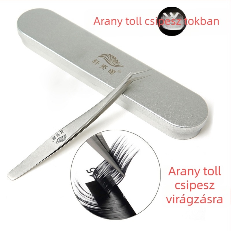 Szempilla csipesz – magas precizitású graftoláshoz, delfin-klipsz, fém eszközök készlet