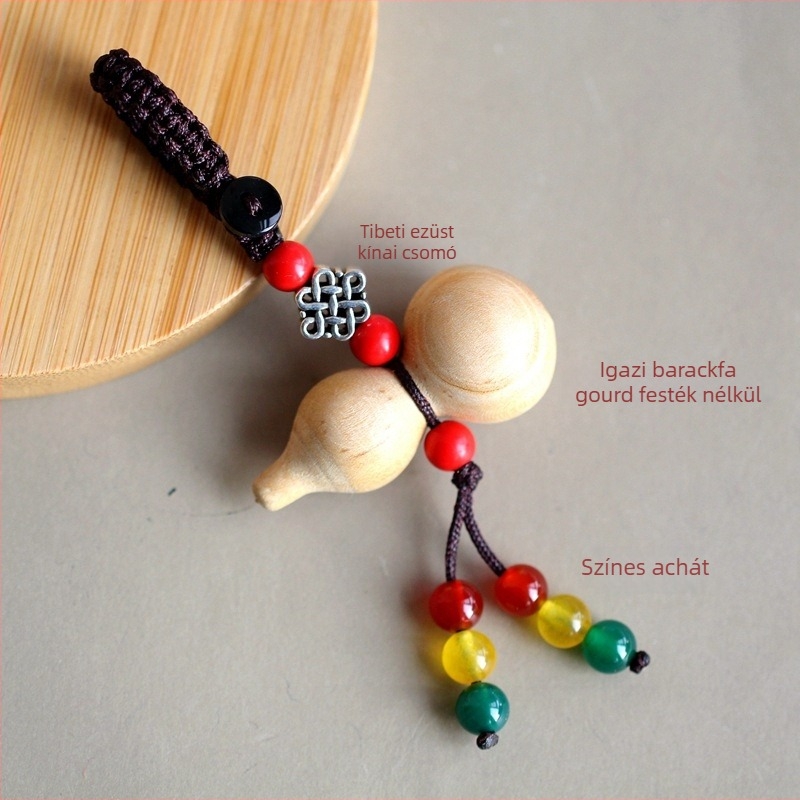 Autókulcs-gyűrű barackfa anyagból, Mu ran márka, modell 888