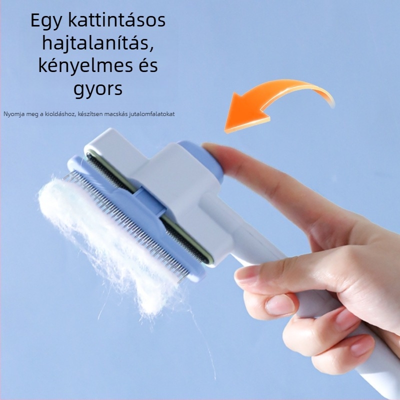 Önkitisztító gondozási fésű macskák és kutyák számára, egyenes sorban sűrű fogakkal — ABS + acél tűk, LB-095529