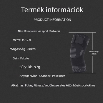 Térdvédő védőfelszerelés, poliészter rost, 95 g, felnőtt