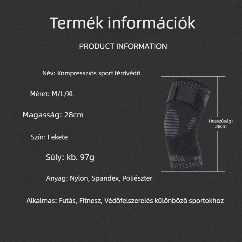 Térdvédő védőfelszerelés, poliészter rost, 95 g, felnőtt