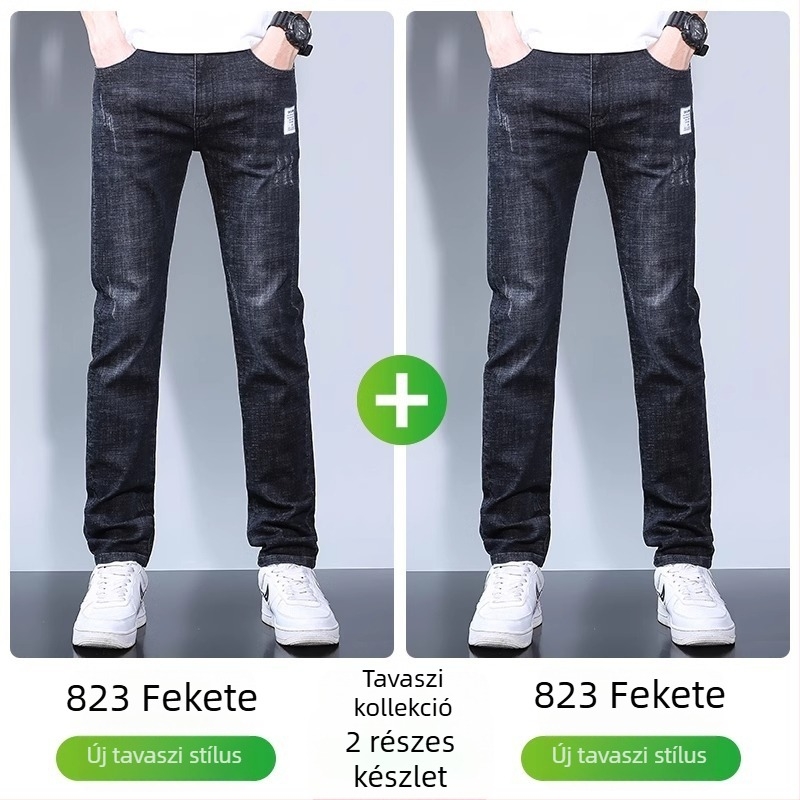 Férfi farmer, egyenes szabású, középmagas derék, cipzár, mikroelasztikus