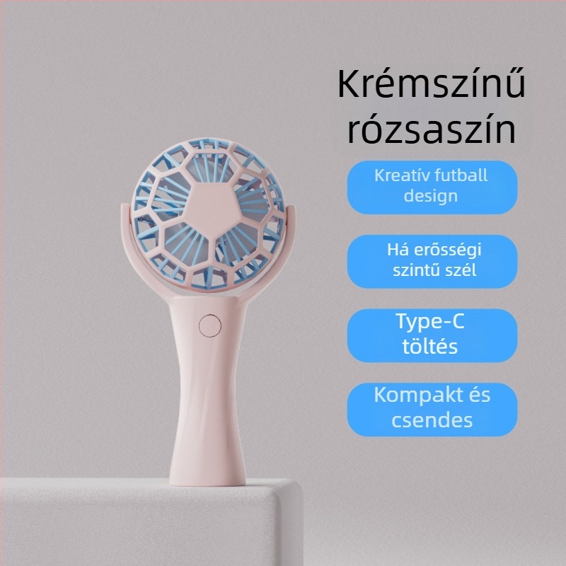 Kézben tartható hordozható ventilátor - Brushless motor, Beépített akkumulátor 500–800 mAh, 3 sebesség, üzemidő 3–6 óra