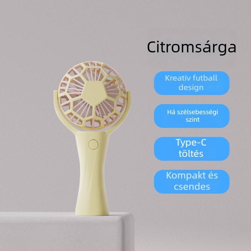Kézben tartható hordozható ventilátor - Brushless motor, Beépített akkumulátor 500–800 mAh, 3 sebesség, üzemidő 3–6 óra