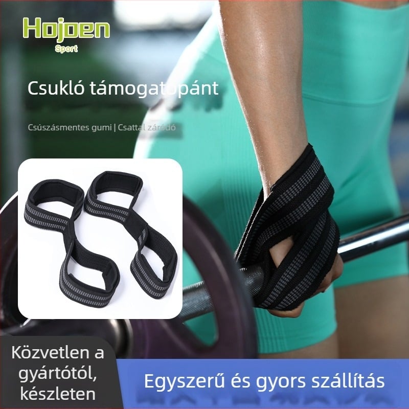 Figure-8 csuklóvédő öv súlyemeléshez, csúszásmentes, poliészter, felnőtteknek, deadlift és fitnesz
