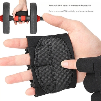 SBR anyagú félujjas súlyemelő kesztyű tenyérvédővel