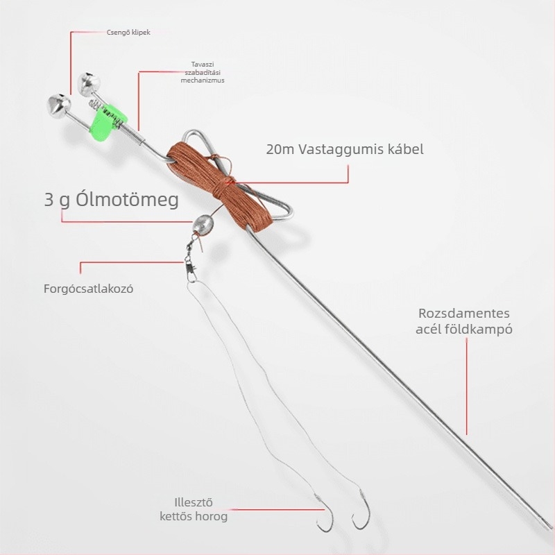 Rozsdamentes acélból készült rugós robbanó horgászhorog automata horgászathoz – tüskés horog, patakban történő horgászatra