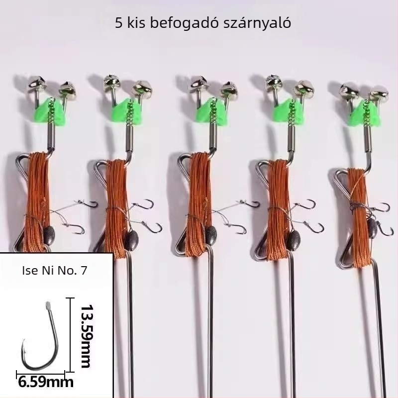 Rozsdamentes acélból készült rugós robbanó horgászhorog automata horgászathoz – tüskés horog, patakban történő horgászatra