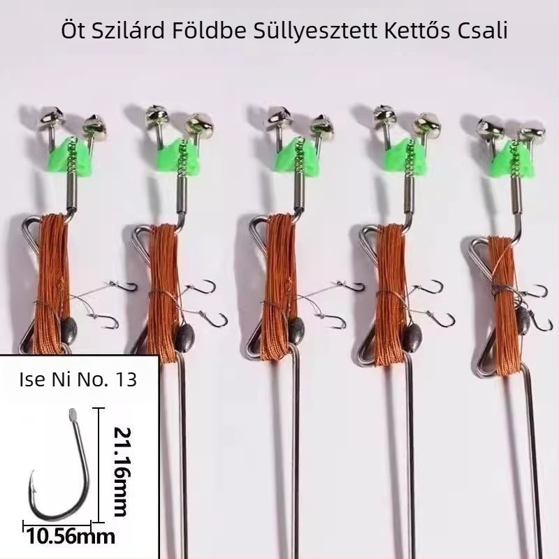 Rozsdamentes acélból készült rugós robbanó horgászhorog automata horgászathoz – tüskés horog, patakban történő horgászatra