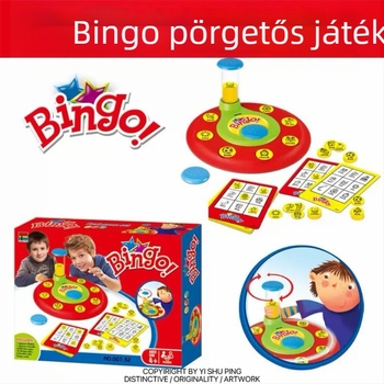 Asztali többjátékos interaktív nyerőgép – gyerekeknek szóló bingo forgókerék, angol számok oktató játéka; műanyag kivitel; 7-14 éveseknek; két játékos interakció