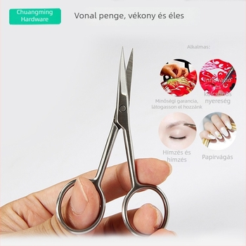 Sminkolló – rozsdamentes acél, kerek nyél, szemöldök- és orrszőr vágó eszköz