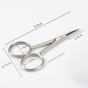 Sminkolló – rozsdamentes acél, kerek nyél, szemöldök- és orrszőr vágó eszköz