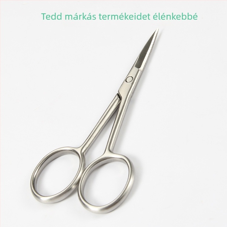 Sminkolló – rozsdamentes acél, kerek nyél, szemöldök- és orrszőr vágó eszköz