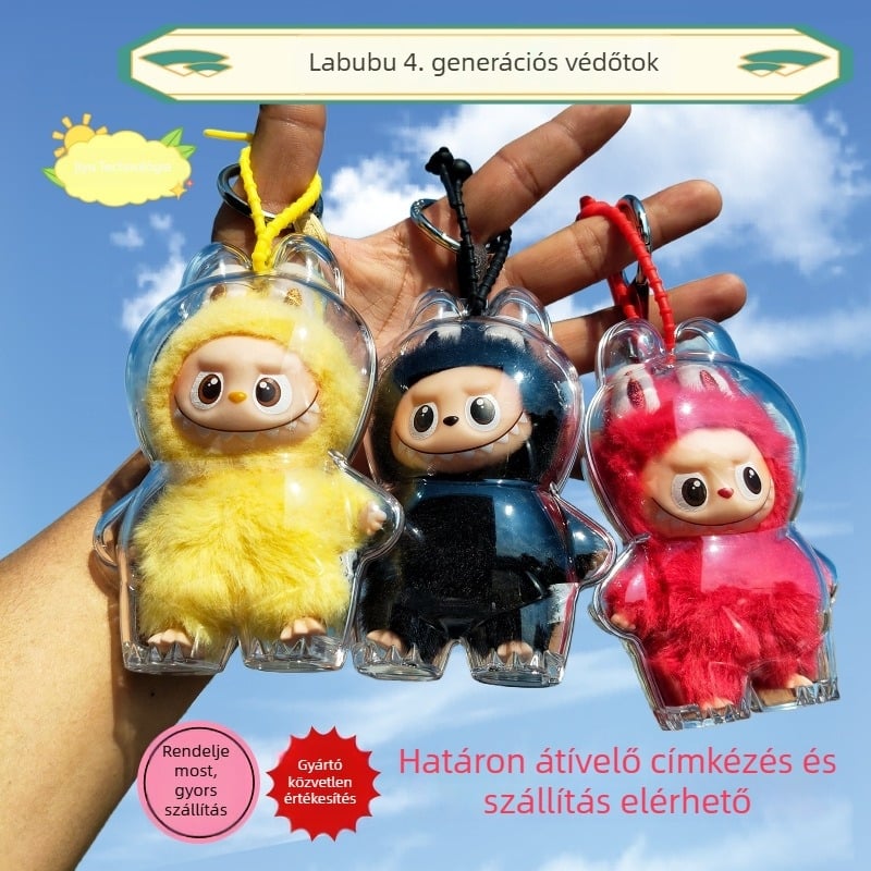 Labubu 4. generációs védőtok vinil babához, átlátszó akrilhéj, ultra-átlátszó, testre szabható