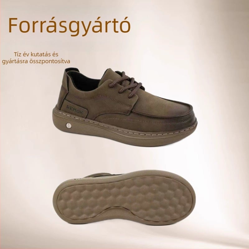 Férfi bőr bakancs, casual téli viselet, microfiber felsőrész, EVA talp, kopásálló és ütéscsillapító, elöl kötős